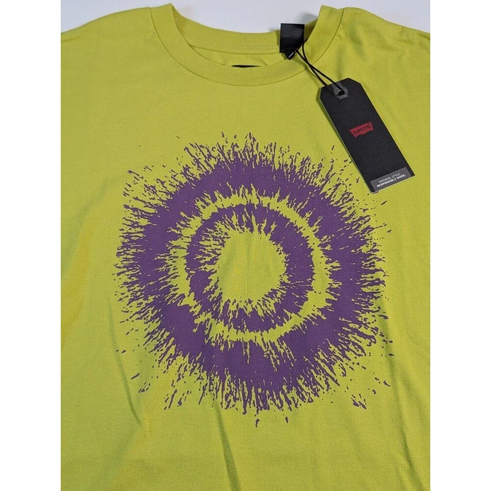 New Levis Mens Skate Relaxed Fit Graphic Boxy T-shirt L Black Hole Green Purple